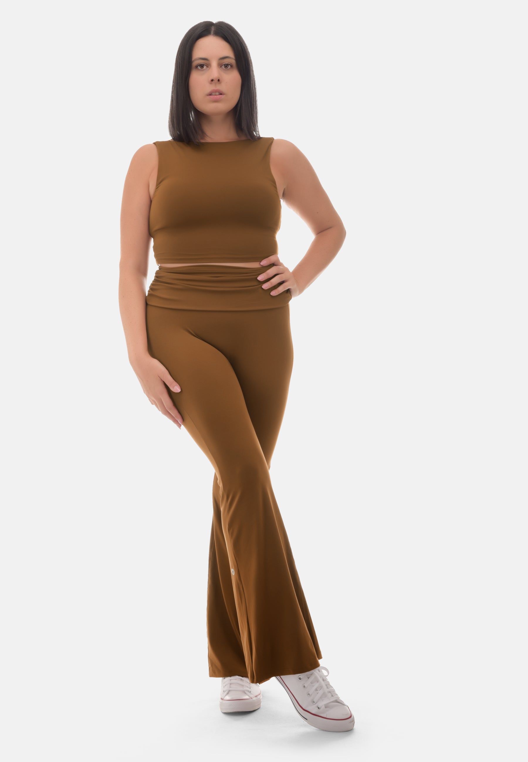 Legging Évasé Taille Haute à Revers pour Femme | MEREBA