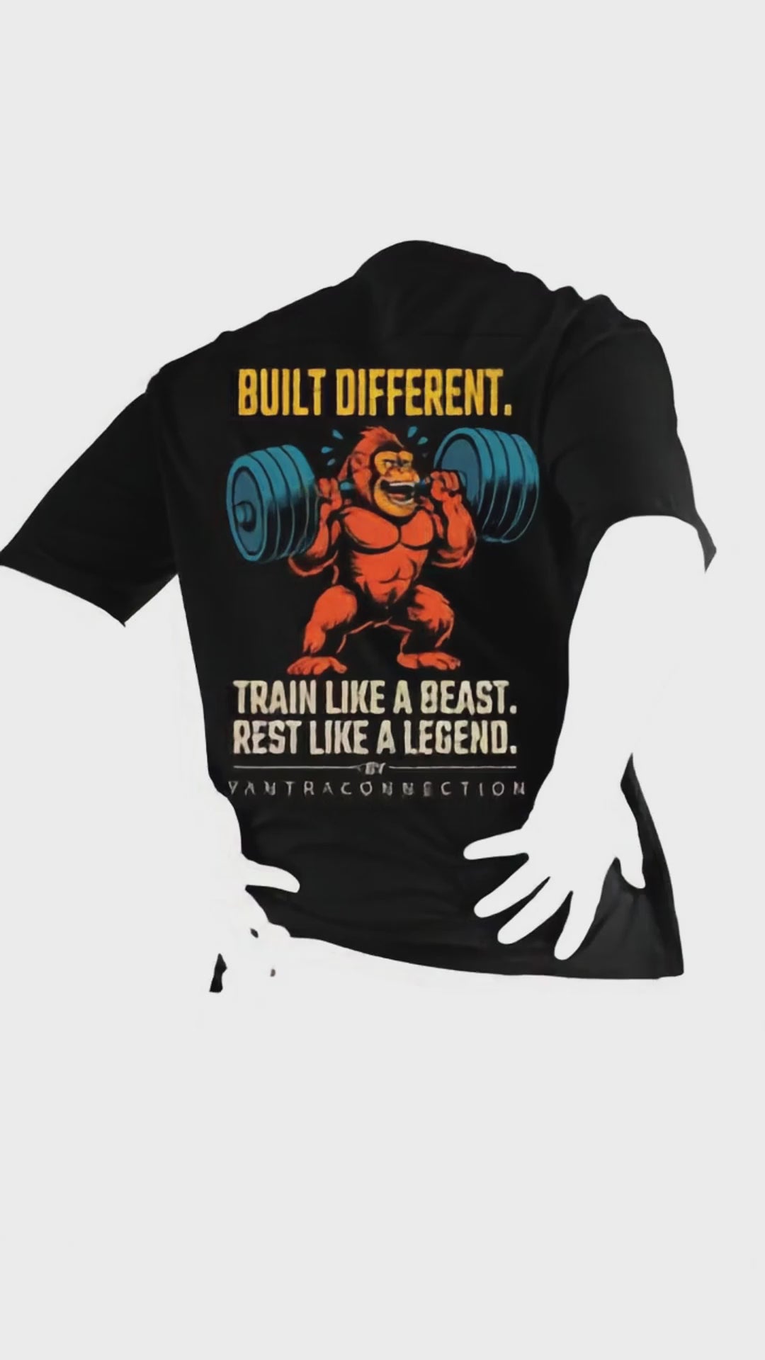 Video laden: T-shirt oversize Black – Gorilla "BUILT DIFFERENT" | Musculation & Fitness