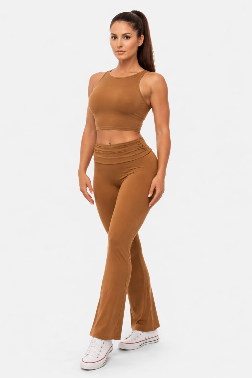 Legging Évasé Taille Haute à Revers pour Femme | MEREBA