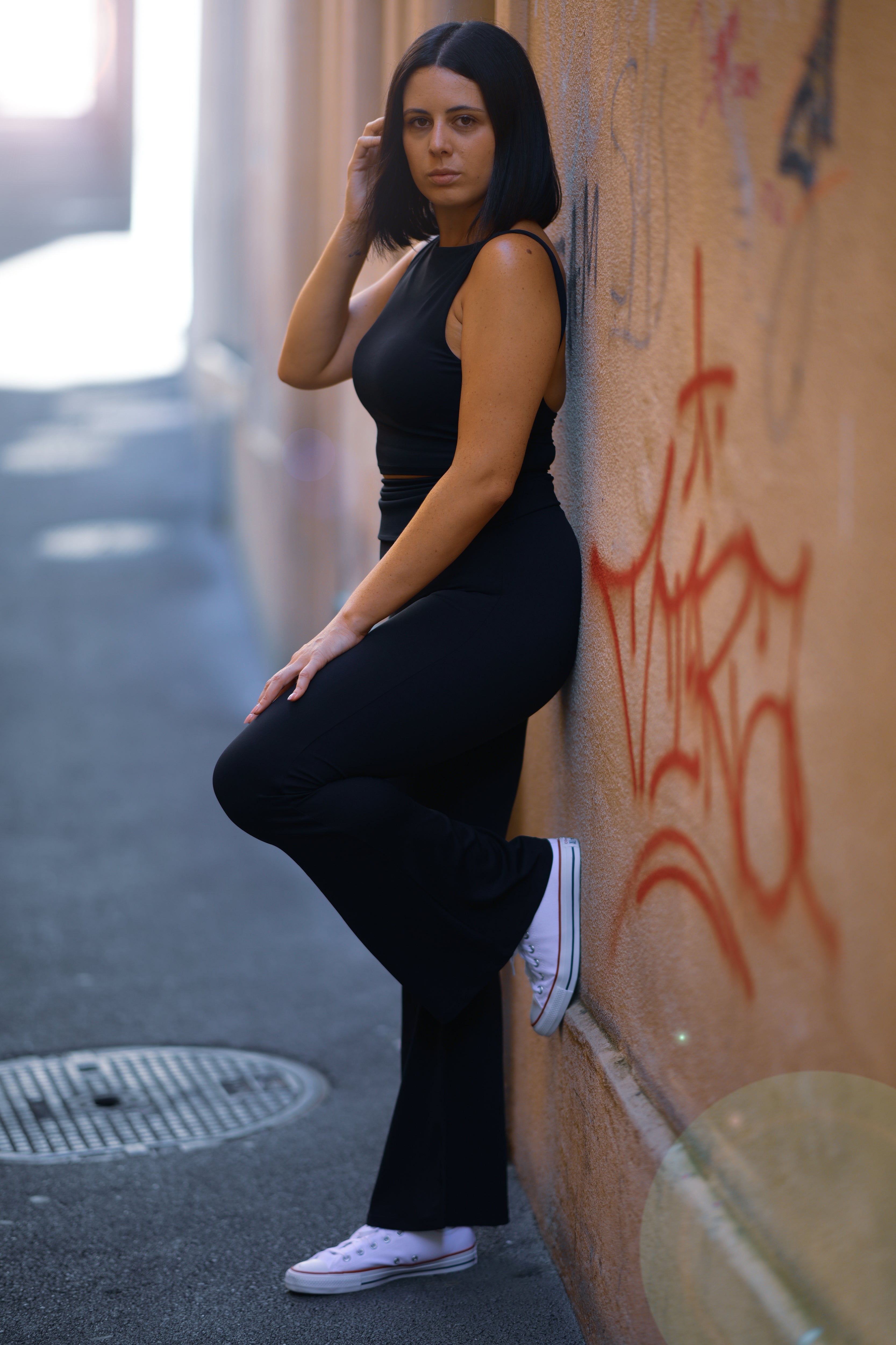 MEREBA Leggings évasé à taille rabattable