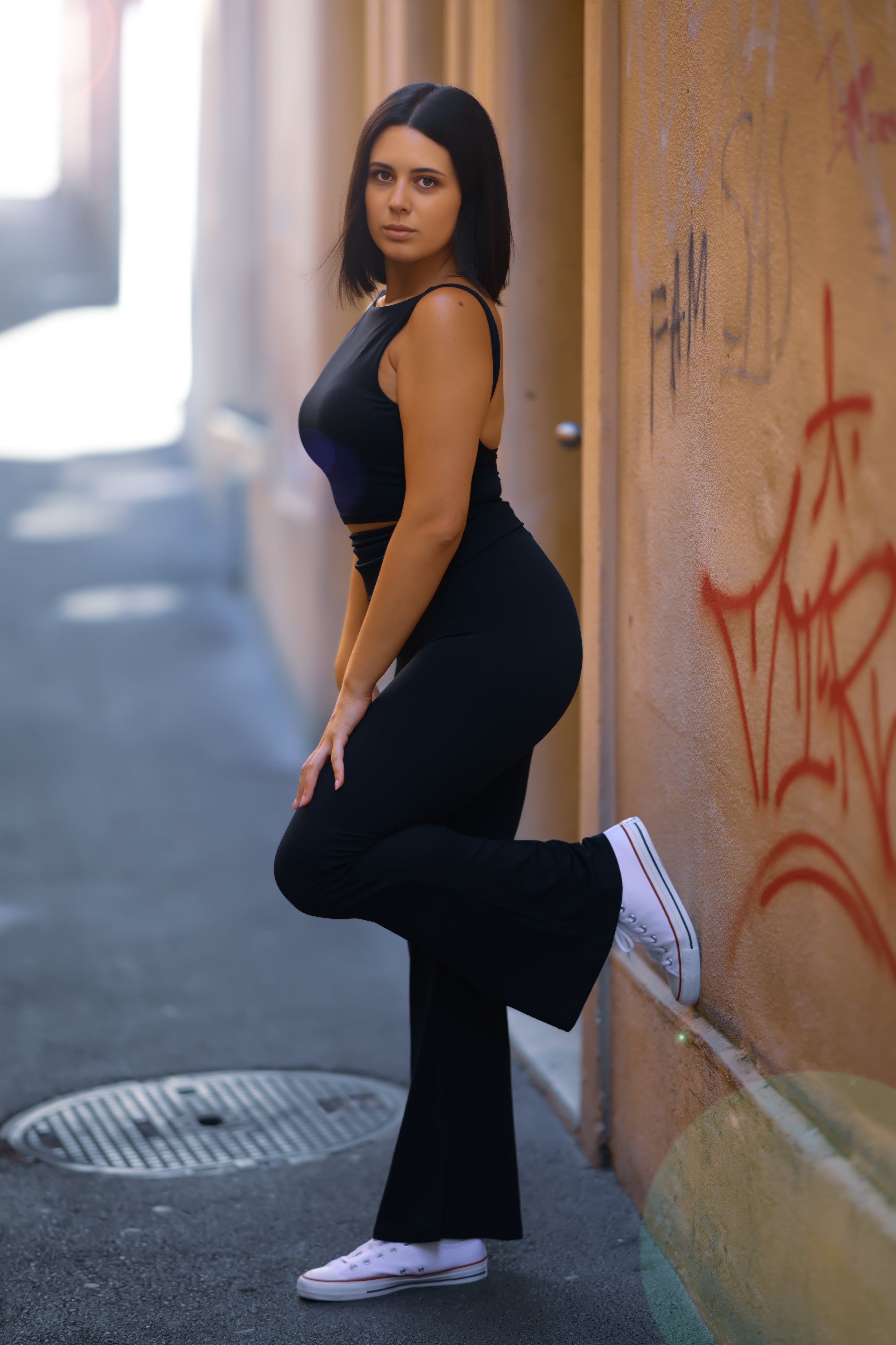 MEREBA Leggings évasé à taille rabattable